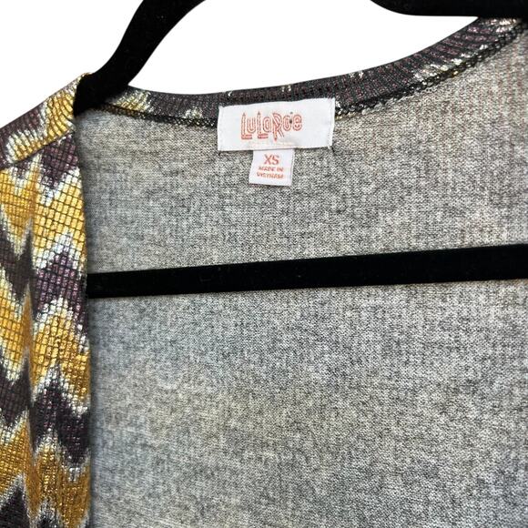 Lularoe Women's Sarah Elegant Collection Gold + Silver Chevron Duster Size XS - Picture 4 of 6